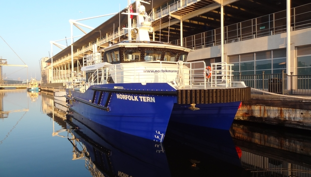 Norfolk Marine's New WFSV "NORFOLK TERN" Does a Turn at Oceanology 2014